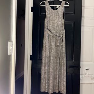 Anthropologie metallic scoop-neck cropped/wide-leg jumpsuit :: Sz M